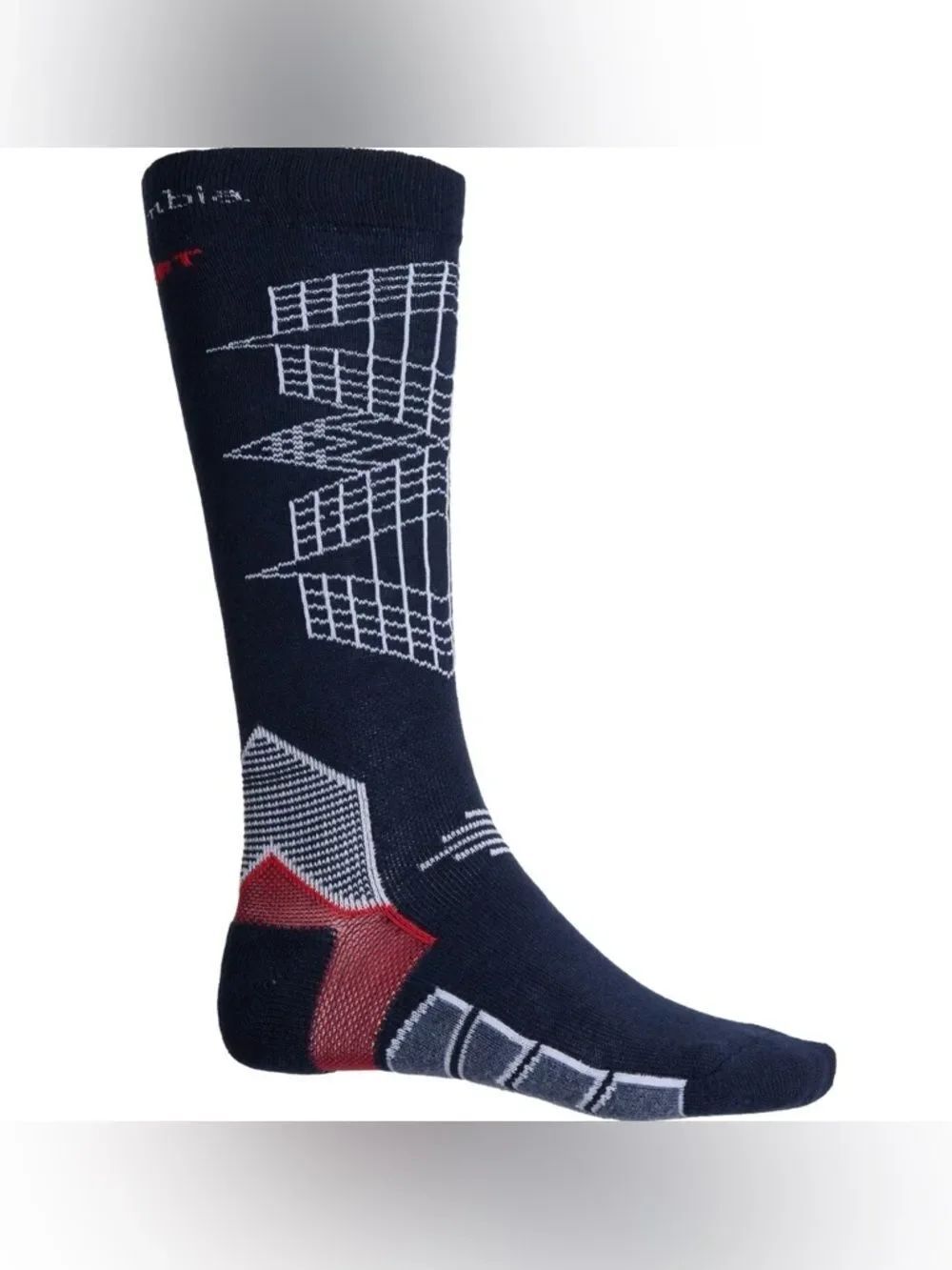 COLUMBIA S Men’s Navy White Omni-Heat® Ski Socks Merino Wool Blend Over the Calf